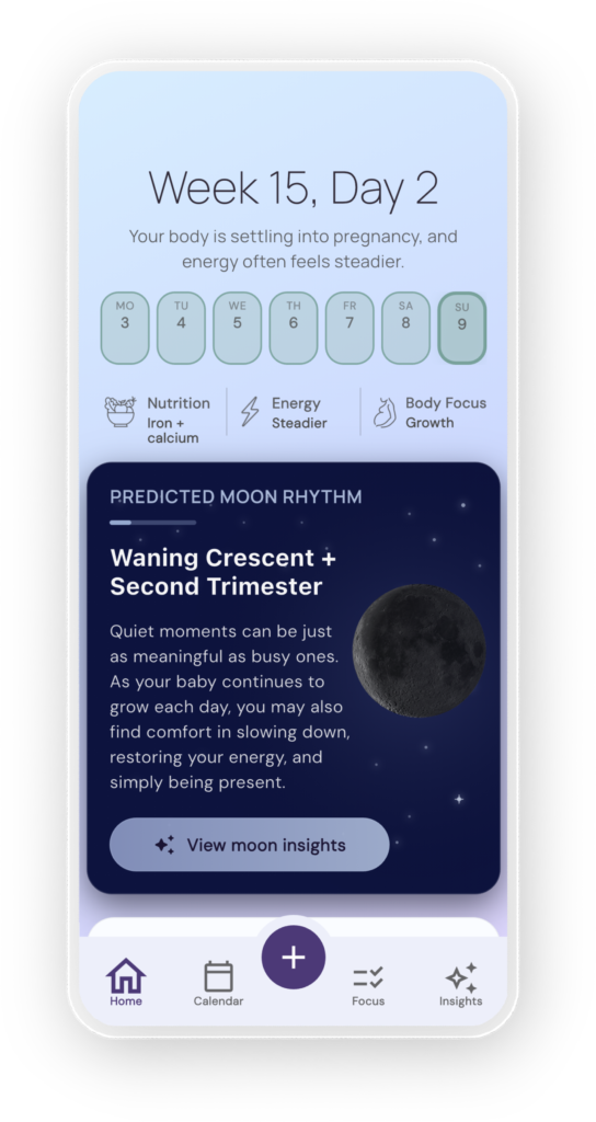 Luani Pregnancy Home Screen Luani App Mockup